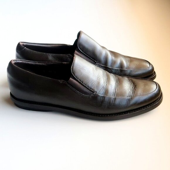 Prada Brown Leather Moc Toe Loafers Slip-on Shoes Size 9 - Picture 3 of 16